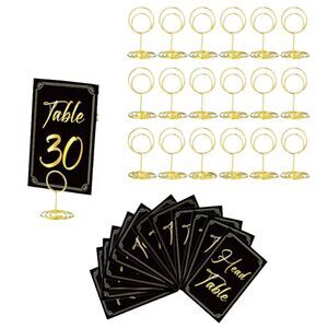 31 Sets 1-30 New Black Table Number Cards with Gold Place Holder Stands